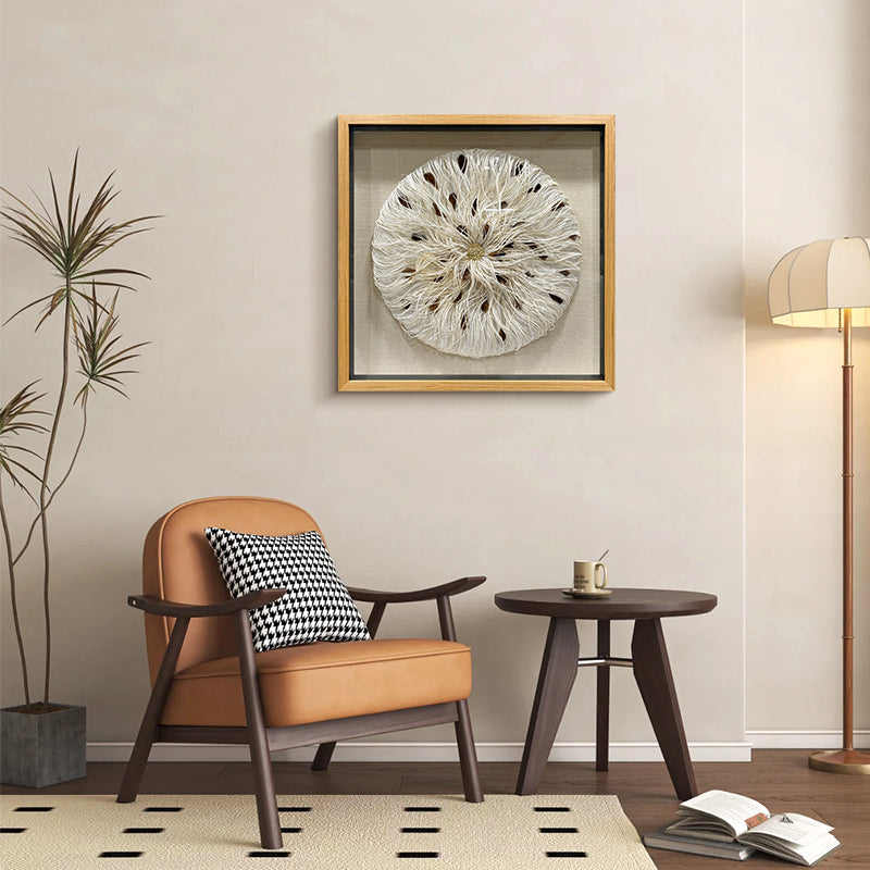 Mixed Media String Paper Wall Art Textured Round Sculpture
