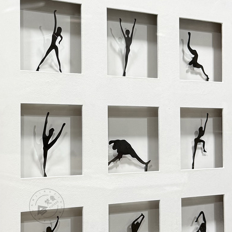 Minimalist Dancer Matrix Double-Framed Metal Wall Sculpture