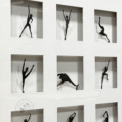 Minimalist Dancer Matrix Double-Framed Metal Wall Sculpture