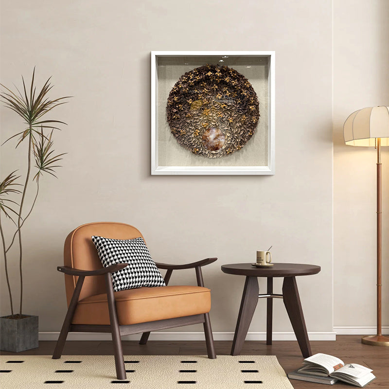 Dried Floral Wall Art Preserved Botanical Round Medallion