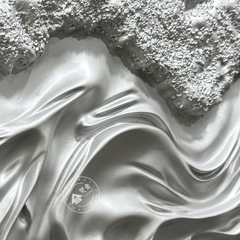 Abstract Liquid Silver Fluid Motion Wood 3D Wall Relief