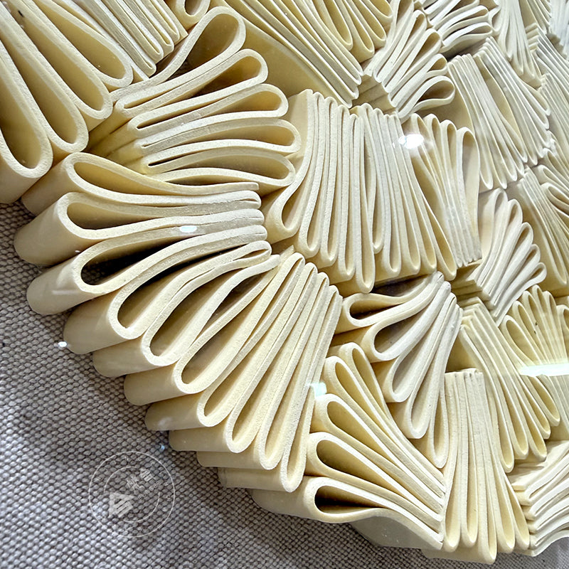 Minimalist Folded Paper Sculpture Textured Round Decor