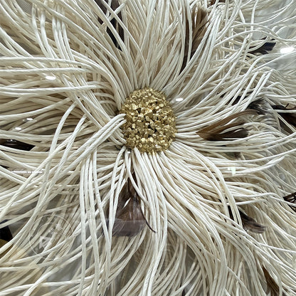 Mixed Media String Paper Wall Art Textured Round Sculpture