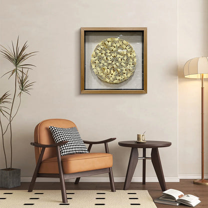 Minimalist Folded Paper Sculpture Textured Round Decor