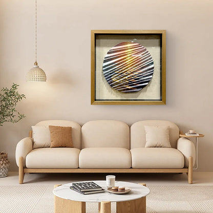 3D Carved Wood Sunset Wave Art Shadow Box