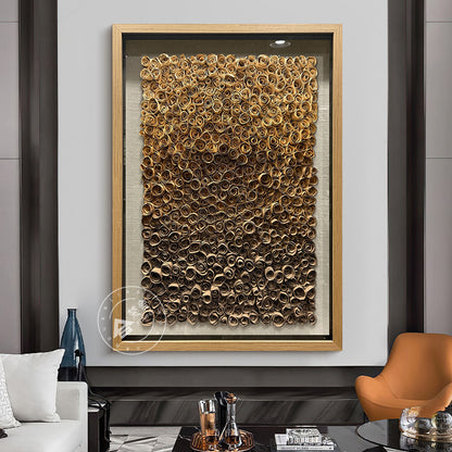 Abstract Wood Paper Flower Wall Hanging Textured Decor