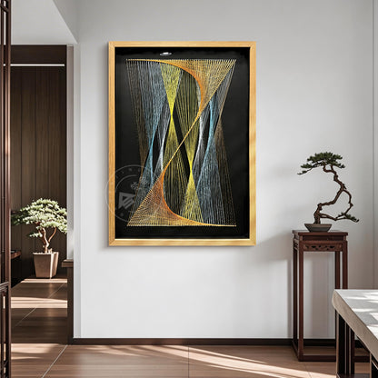 Modern Abstract Line Art Geometric Wall Decor Fiber Sculpture