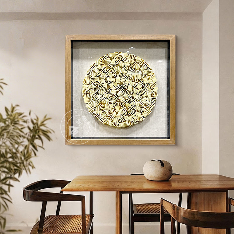 Minimalist Folded Paper Sculpture Textured Round Decor
