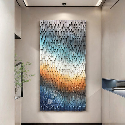 Abstract Gradient Wood Slat Sculpture Wall Decor