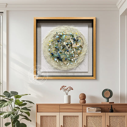 Round Mixed Media Textile Wall Art Canvas Decor