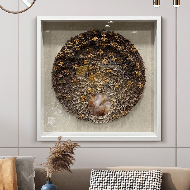 Dried Floral Wall Art Preserved Botanical Round Medallion
