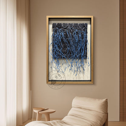 3D Blue Paper Rope Lotus Pod Wall Art Decor