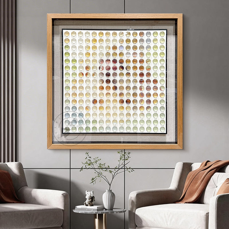 Glass Orb Grid Wall Art Printed Color Matrix Hanging Decor
