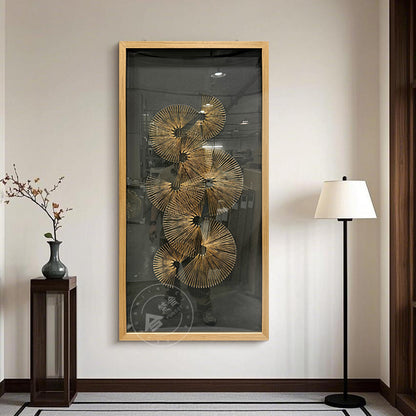 Modern Earth Tone Filament Tapestry Layered Round Medallion
