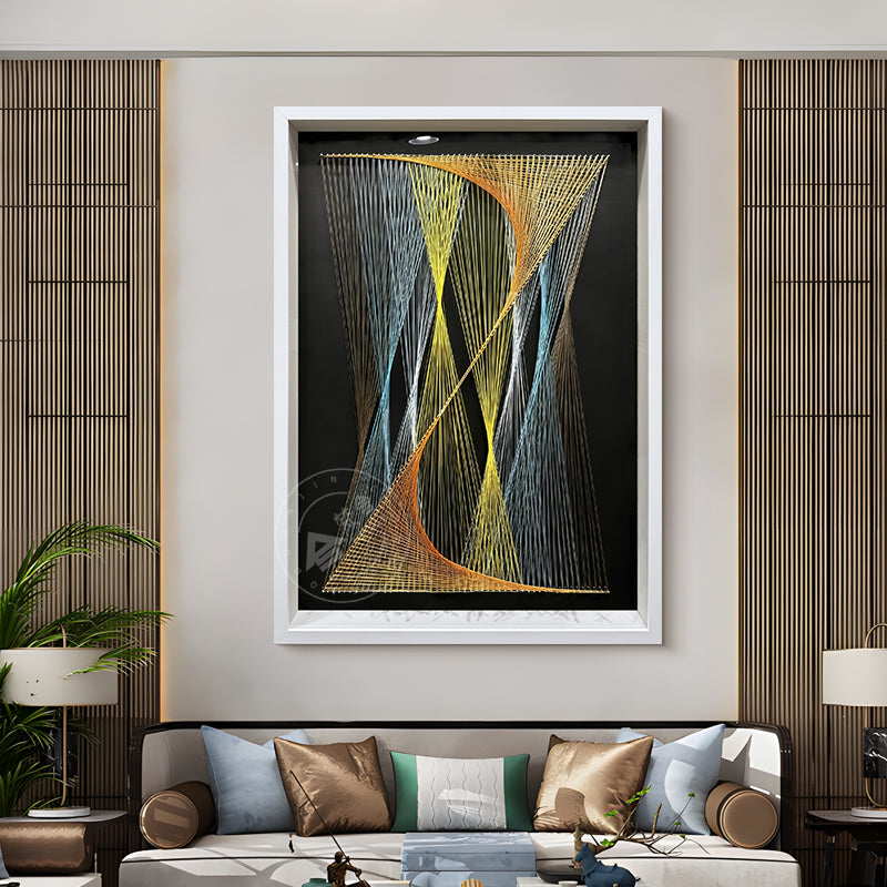 Modern Abstract Line Art Geometric Wall Decor Fiber Sculpture