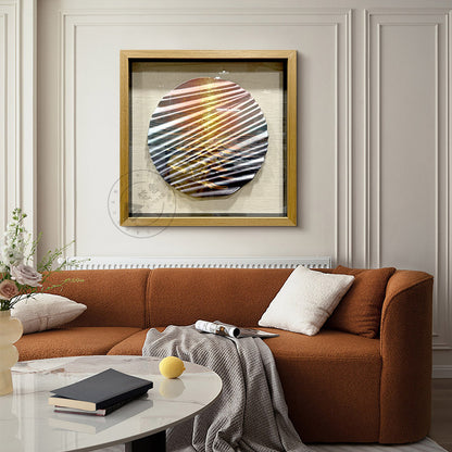 3D Carved Wood Sunset Wave Art Shadow Box