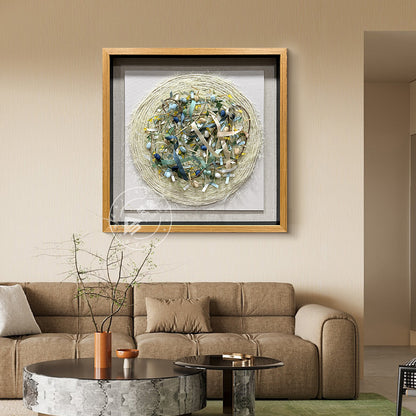 Round Mixed Media Textile Wall Art Canvas Decor