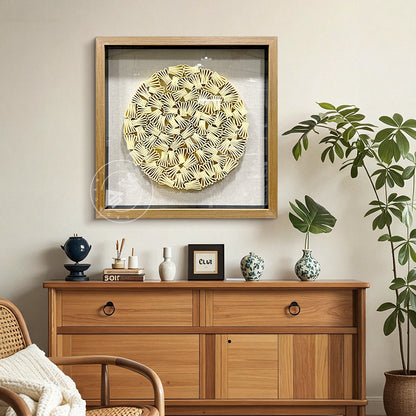 Minimalist Folded Paper Sculpture Textured Round Decor