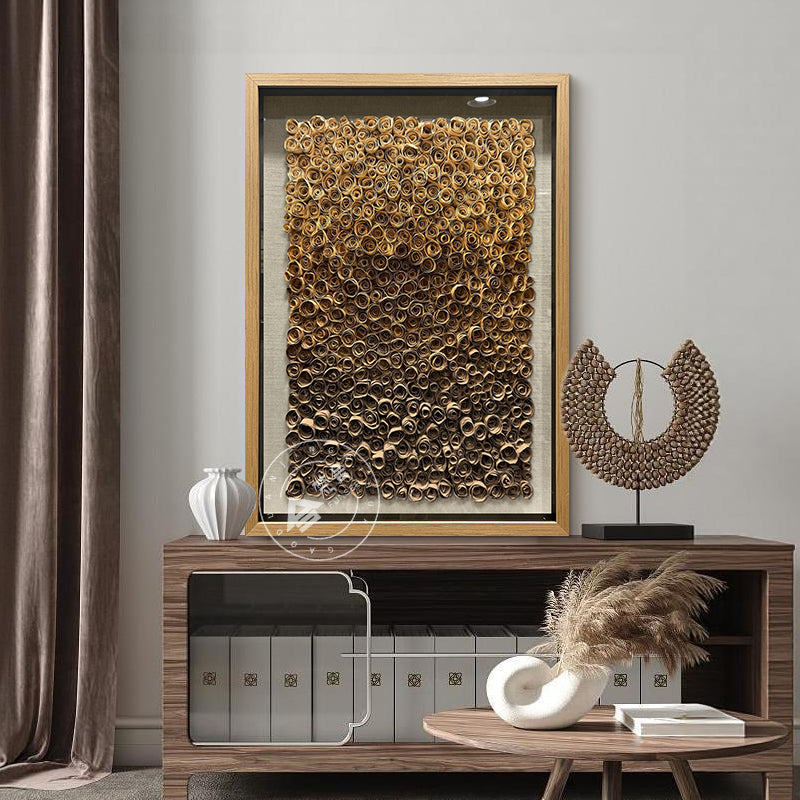 Abstract Wood Paper Flower Wall Hanging Textured Decor