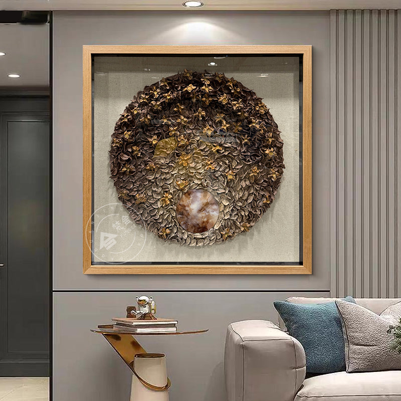 Dried Floral Wall Art Preserved Botanical Round Medallion