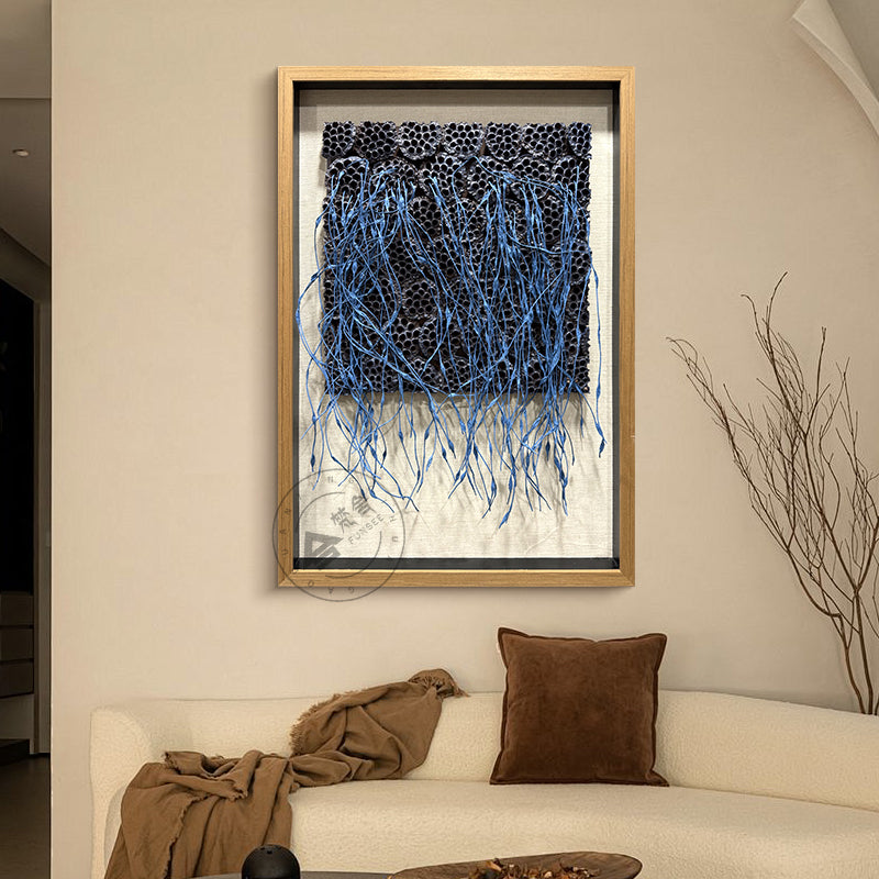 3D Blue Paper Rope Lotus Pod Wall Art Decor