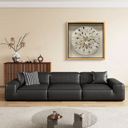 Mixed Media String Paper Wall Art Textured Round Sculpture