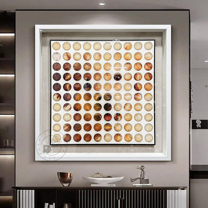 Glass Orb Grid Wall Art Printed Color Matrix Hanging Decor