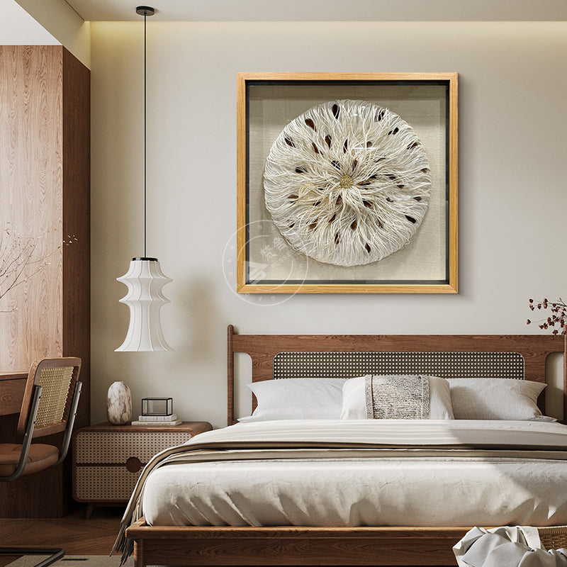 Mixed Media String Paper Wall Art Textured Round Sculpture