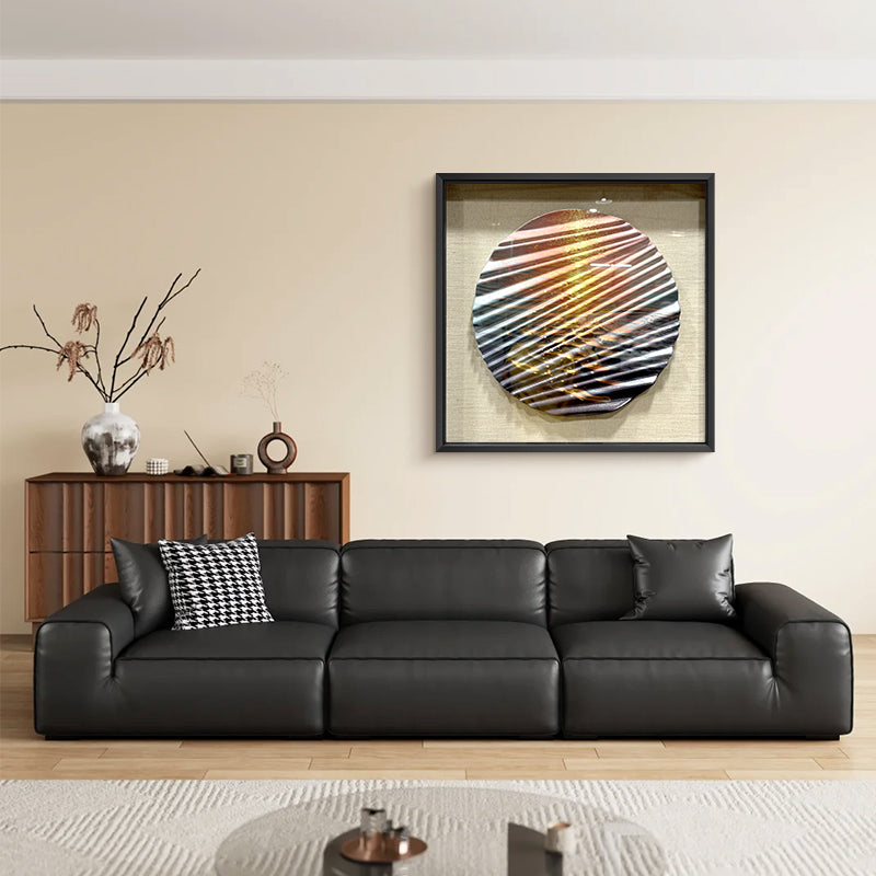 3D Carved Wood Sunset Wave Art Shadow Box