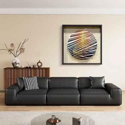 3D Carved Wood Sunset Wave Art Shadow Box