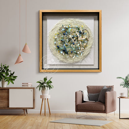 Round Mixed Media Textile Wall Art Canvas Decor