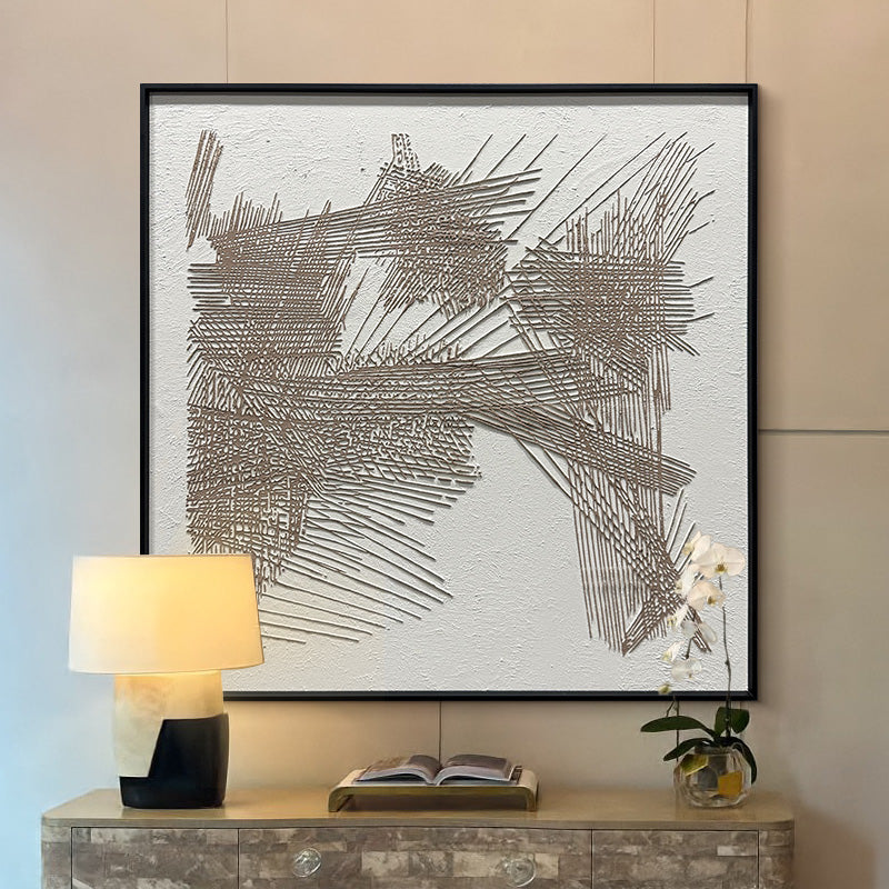 Abstract Geometric Linear Textured Canvas Wall Art