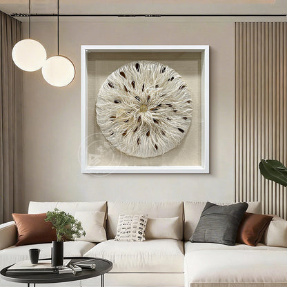 Mixed Media String Paper Wall Art Textured Round Sculpture