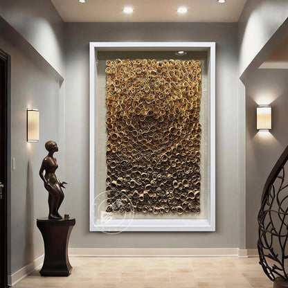 Abstract Wood Paper Flower Wall Hanging Textured Decor