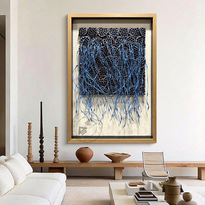 3D Blue Paper Rope Lotus Pod Wall Art Decor