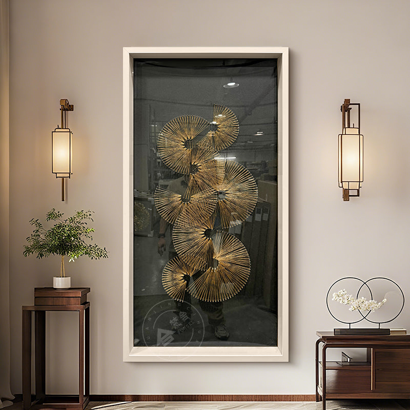 Modern Earth Tone Filament Tapestry Layered Round Medallion