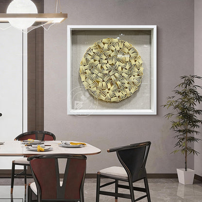 Minimalist Folded Paper Sculpture Textured Round Decor