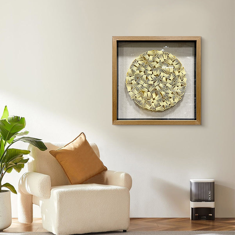 Minimalist Folded Paper Sculpture Textured Round Decor