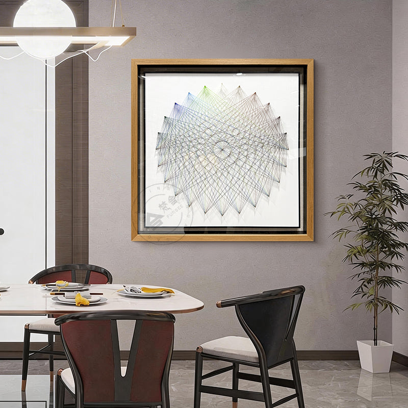 Radial Gradient Thread Art Contemporary Linear Wall Hanging Artwork