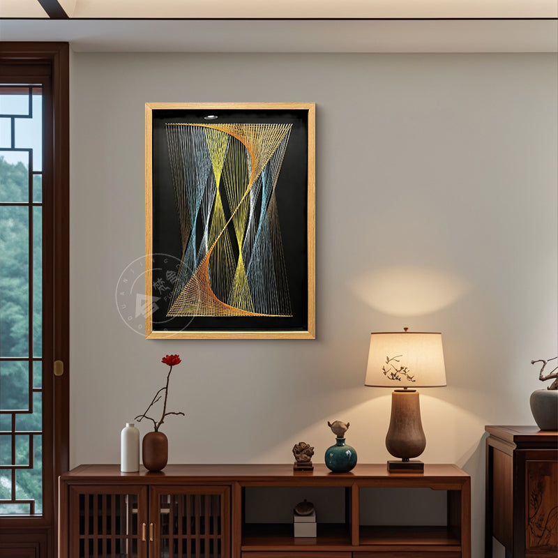 Modern Abstract Line Art Geometric Wall Decor Fiber Sculpture