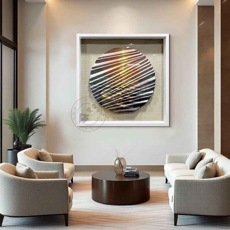 3D Carved Wood Sunset Wave Art Shadow Box