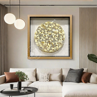 Minimalist Folded Paper Sculpture Textured Round Decor