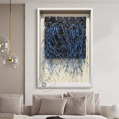 3D Blue Paper Rope Lotus Pod Wall Art Decor