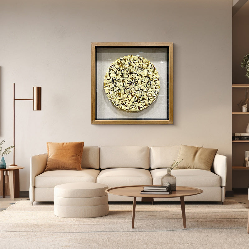 Minimalist Folded Paper Sculpture Textured Round Decor