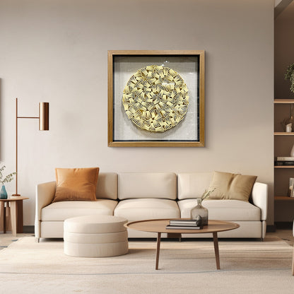 Minimalist Folded Paper Sculpture Textured Round Decor