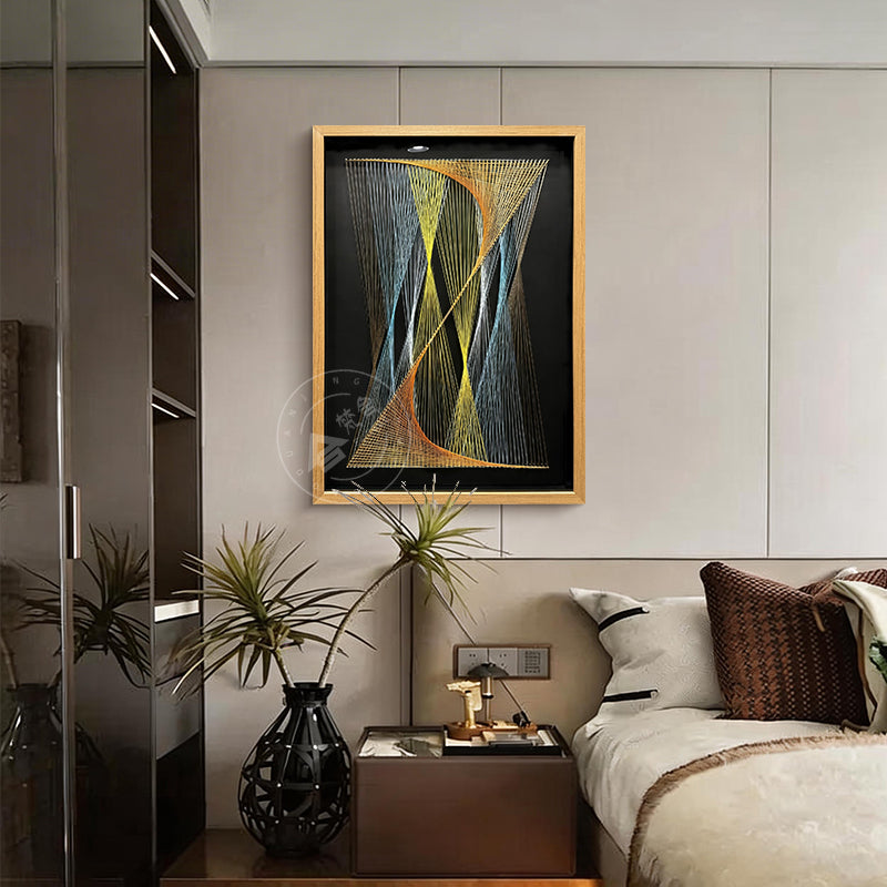 Modern Abstract Line Art Geometric Wall Decor Fiber Sculpture