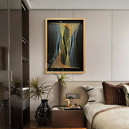 Modern Abstract Line Art Geometric Wall Decor Fiber Sculpture