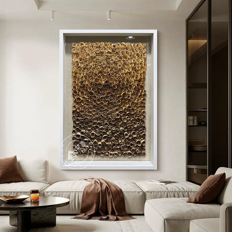 Abstract Wood Paper Flower Wall Hanging Textured Decor