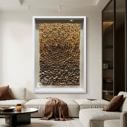 Abstract Wood Paper Flower Wall Hanging Textured Decor
