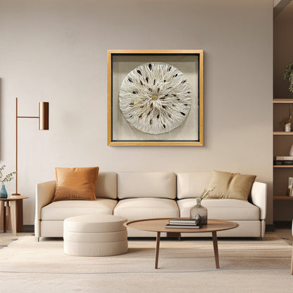 Mixed Media String Paper Wall Art Textured Round Sculpture